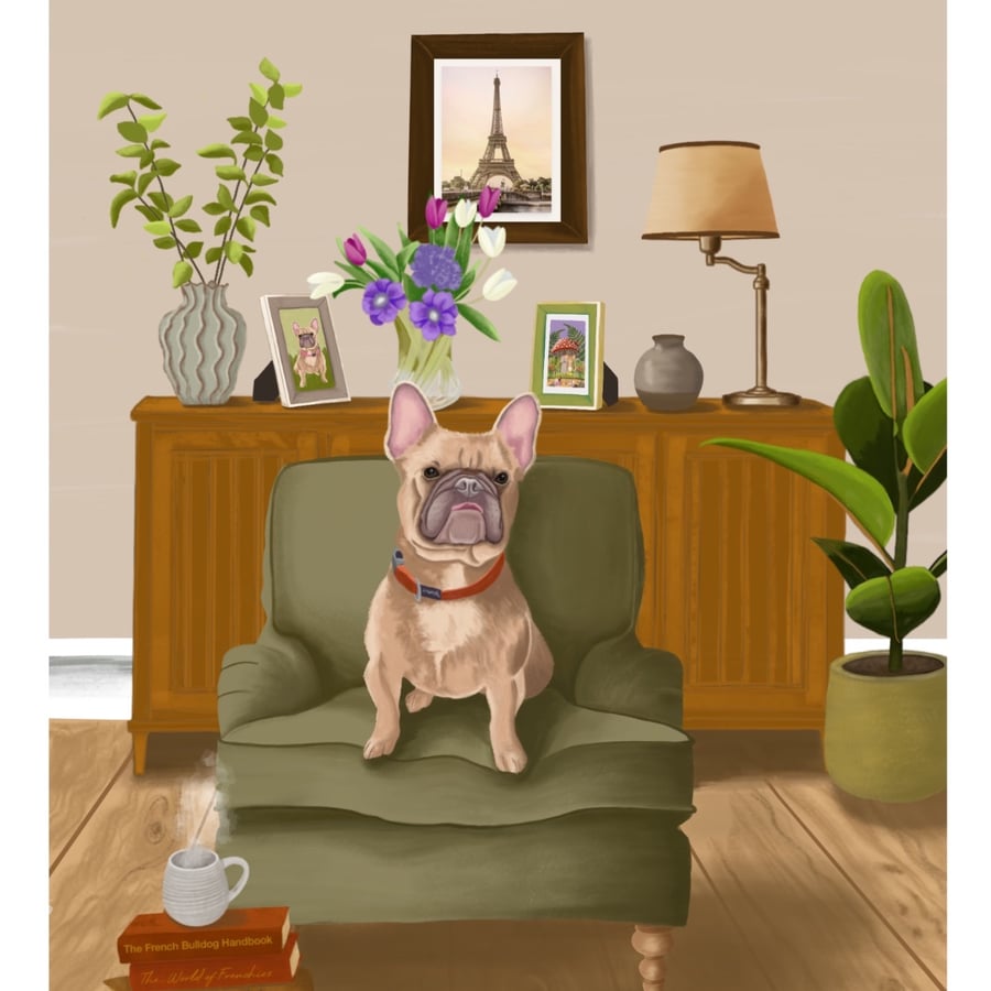 French Bulldog Art Print, Cozy Home Decor, Dog Lover Gift