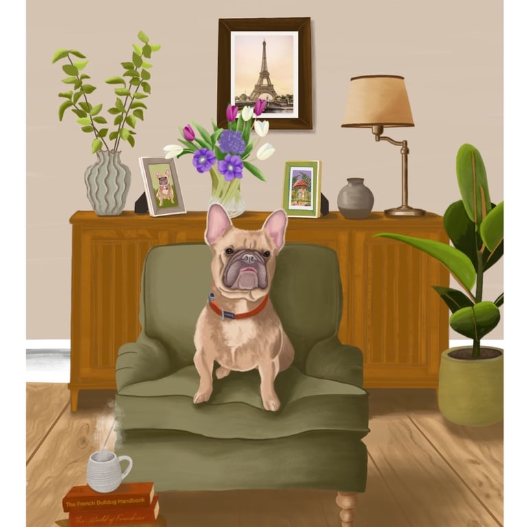 French Bulldog Art Print, Cozy Home Decor, Dog Lover Gift
