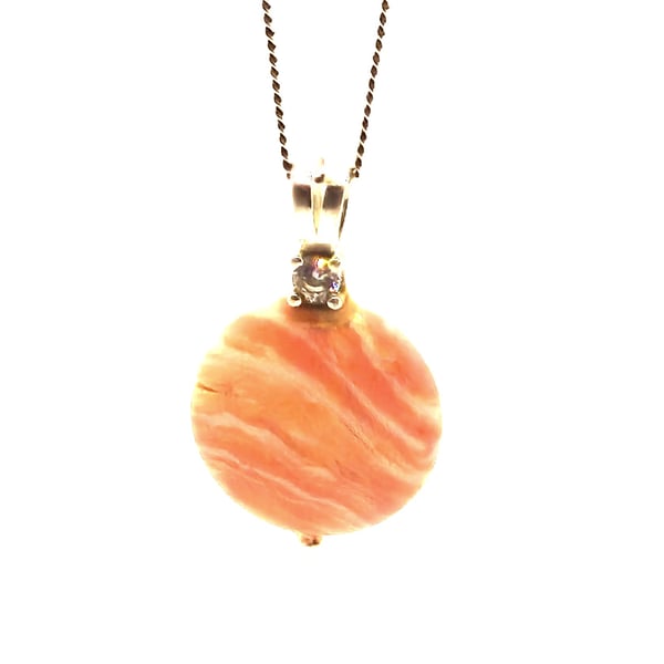 Rhodochrosite pendant necklace with sterling silver chain