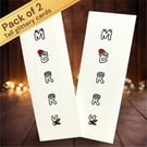 Pack of 2 Christmas cards, linen, glittery, hand painted Merry Santa snow holly 