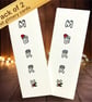 Pack of 2 Christmas cards, linen, glittery, hand painted Merry Santa snow holly  - Image 1