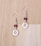 Pink button earrings with purple faceted beads - Image 6