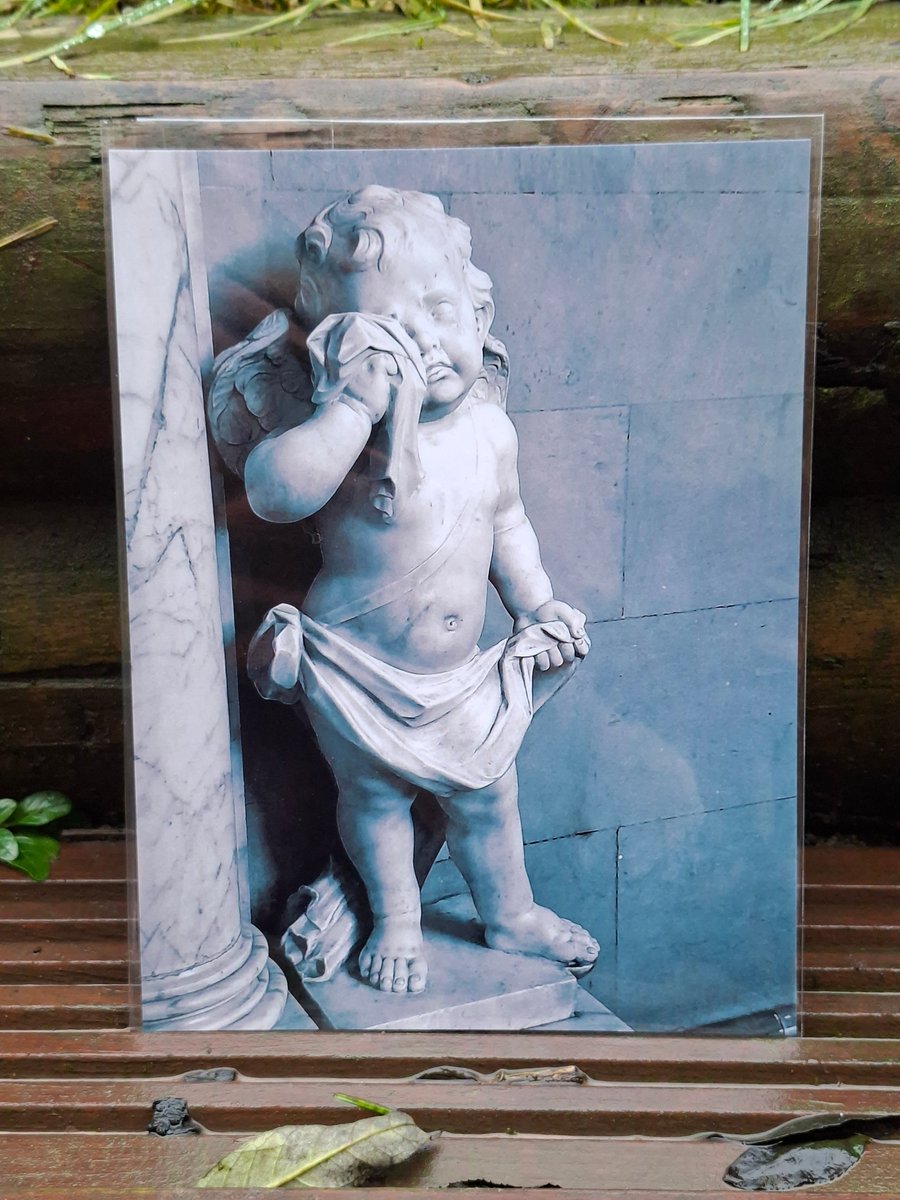Crying Cherub Statue 8x6 photo print gothic cathedral dark grey
