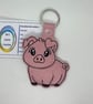 Embroidered Pig Keyring - Image 1
