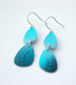 Pebble shaped mid century style teal drop seed head earrings - Image 3