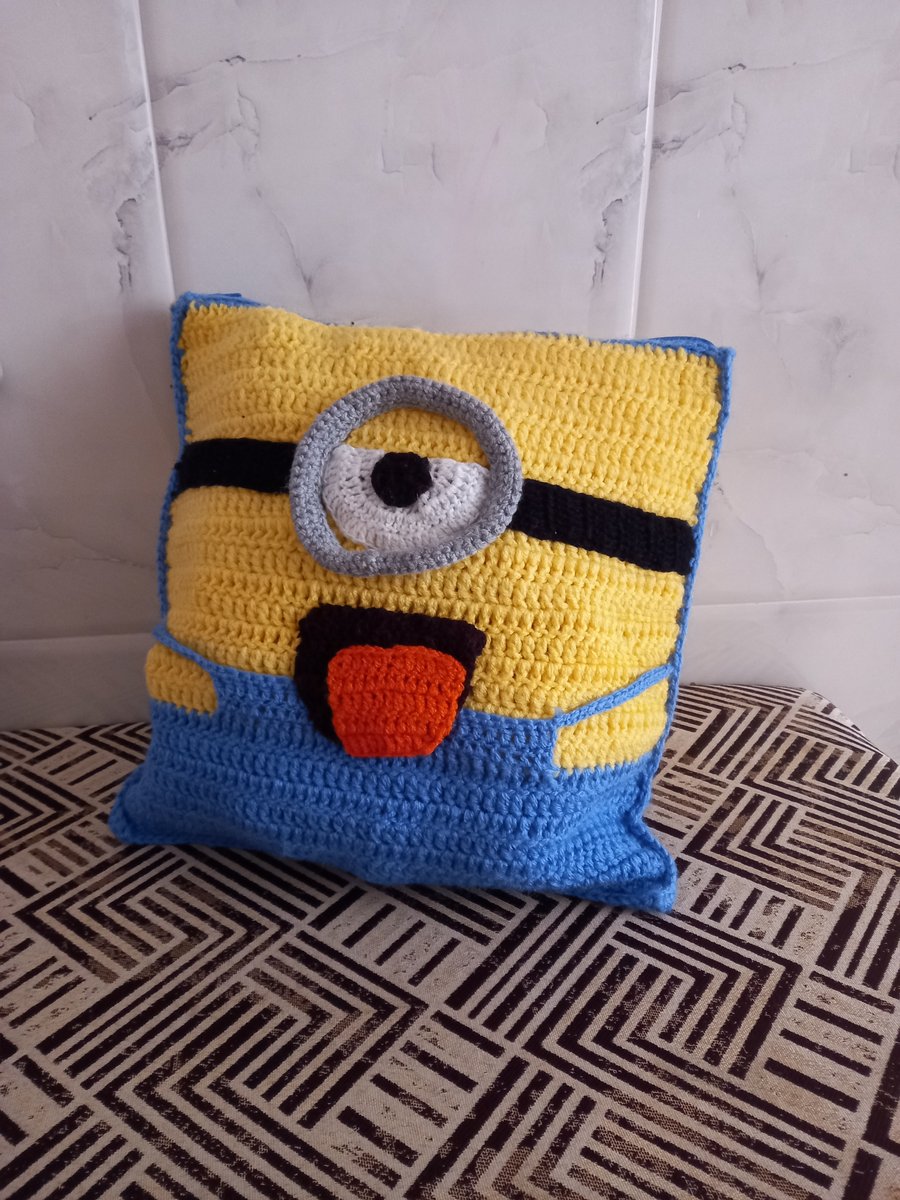 Hand crocheted kids cushion cover