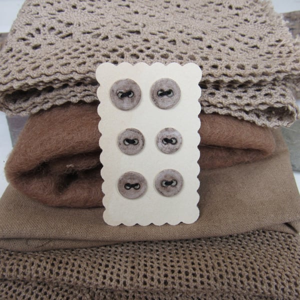 Dark Brown Natural Walnut Dye Fabric Pack Cotton Silk Lace