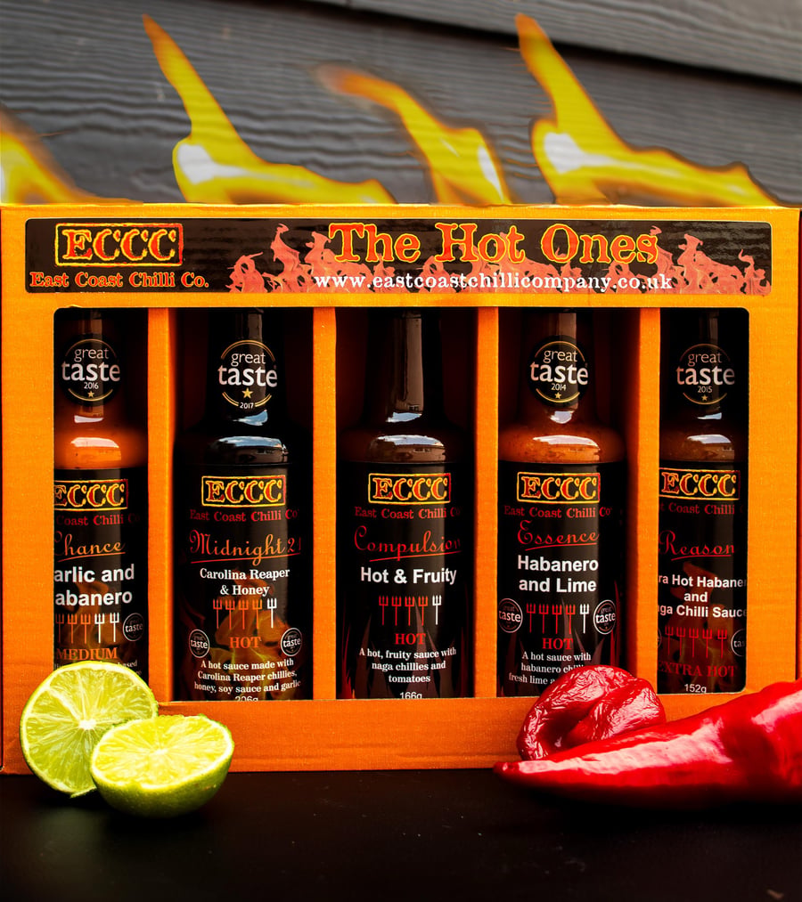 Hot Ones Chilli Sauce Gift Set 5 Spicy Flavours - 150ml bottles