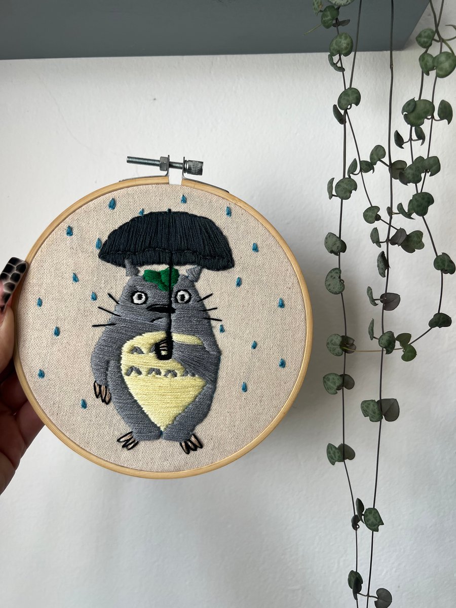 Totoro Rain Anime Embroidery 