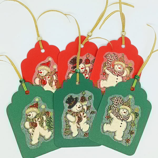 Snowman gift tags large no postage 