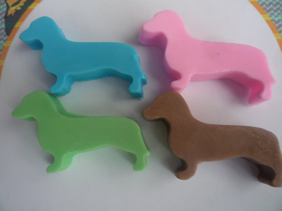 dachshund shaped novelty soaps x 4 soaps