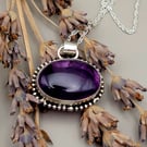 Genuine Amethyst and Sterling Silver Pendant 