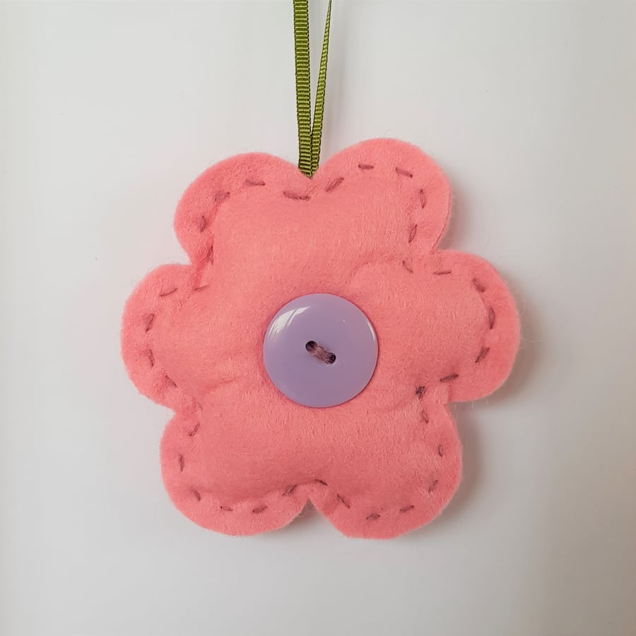 Pink & Mauve Flower Hanging Decoration (H16.5cm padded)