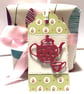 Handmade Teapot Gift Tags: Raspberry Pink Tea Party Favors, Set of 6 - Image 4