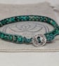 Green sea sediment jasper and leather bracelet with button fastener  - Image 2