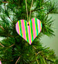 Set of six wooden hand painted Christmas tree rainbow hearts - Image 6