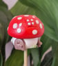 Red attic room  mushroom Fairy home House plant pot ornament - Pot Pal - Image 6