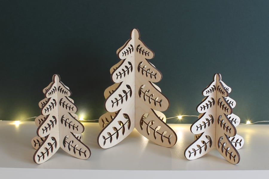 Wooden Minimalist Scandi Christmas Tree Table Decoration 