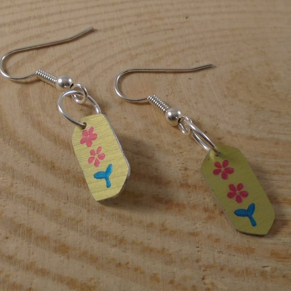 Anodised Aluminium Yellow Flower Drop Dangle Earrings AAE111812