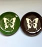 Hand Carved Butterfly Ceramic Trinket Dish, Chocolate Brown - Image 3