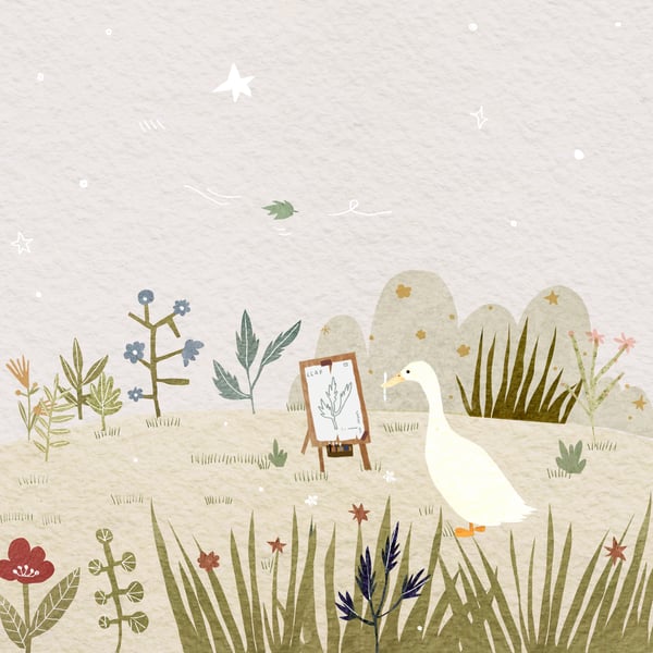 Goose in Garden Square 148mm Greeting Card with Envelope