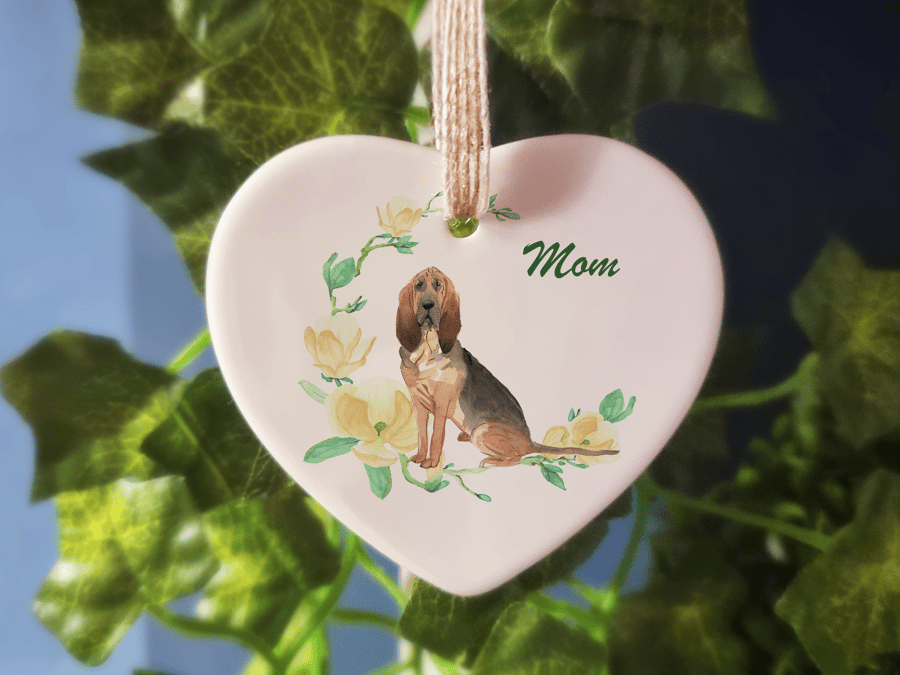 Ceramic Ornament -Bloodhound Dog - Personalised