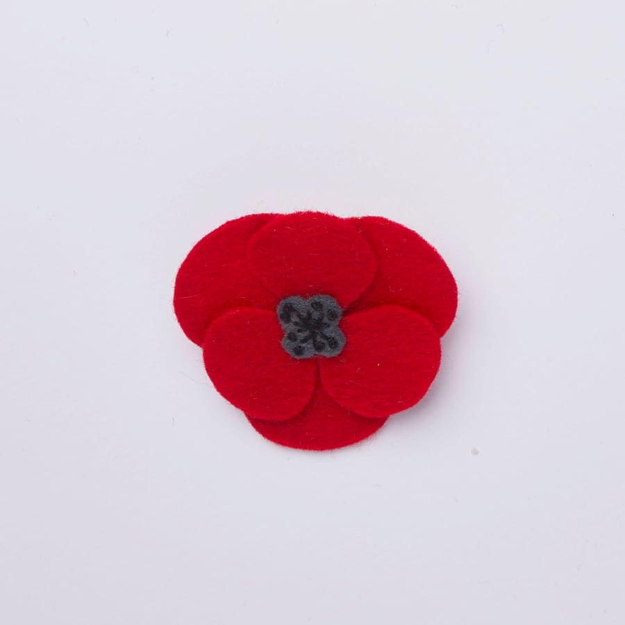 Red poppy flower brooch