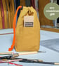 Drawstring Tool Pouch Bag. Upcycled Repurposed Canvas. Ochre 004