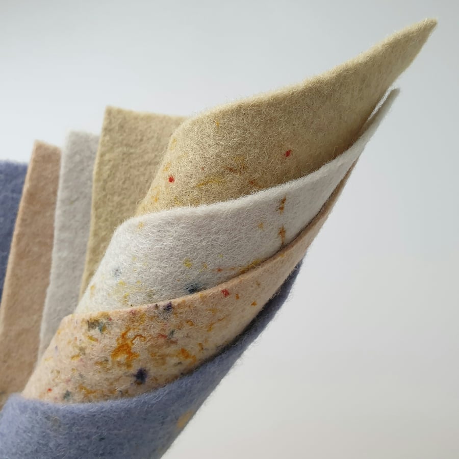 Naturally Dyed Wool Felt Sheets - Pack of 4 Medium Muted Garden: Blue