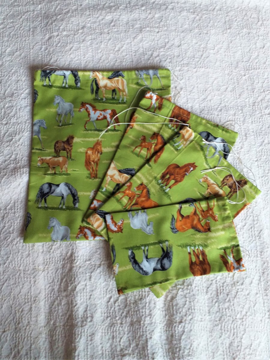 Pack of 4, Horse, Drawstring Gift Bags