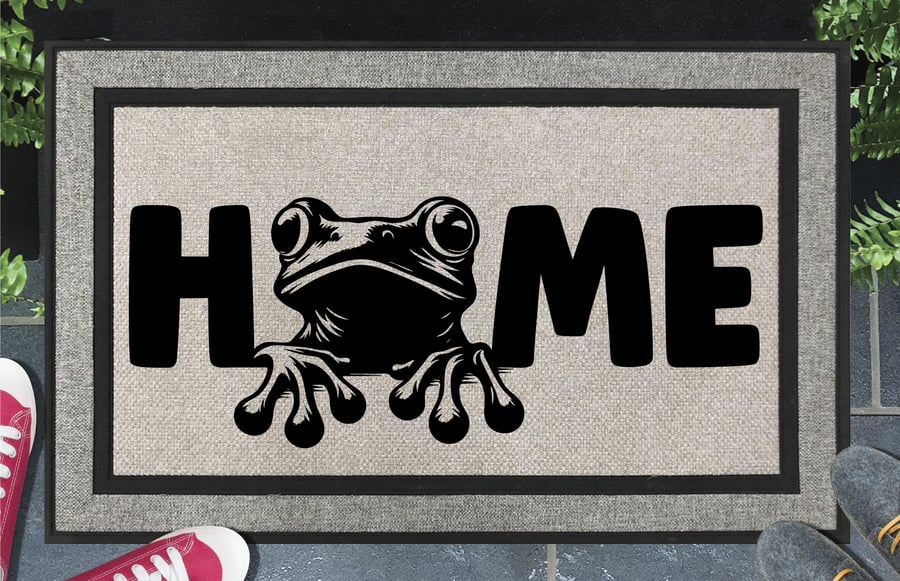 Frog Home Door Mat No.1 - All Weather - Frog Welcome Mat - 45x70cm 