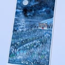 Welcome Home Cottage - Mixed media. Colourful. Unique. Moonlight. Mounted 