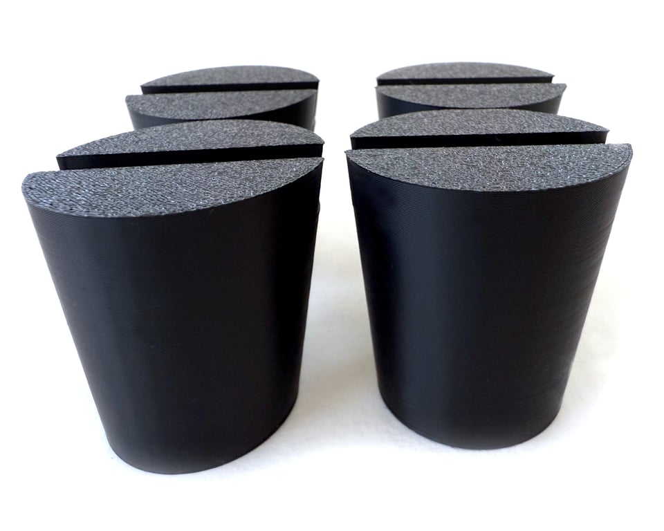 Set of 4 Black Christmas tree pots, fused glass display stands, 6.5mm slot