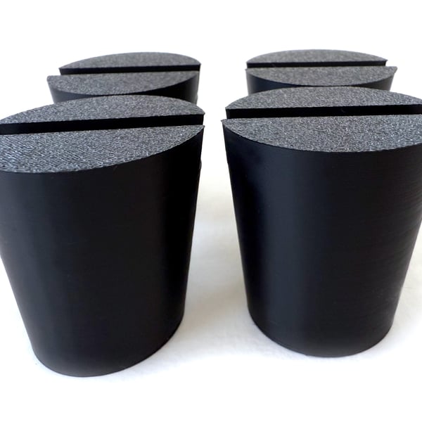 Set of 4 Black Christmas tree pots, fused glass display stands, 6.5mm slot