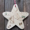 Star gazing hare wooden Christmas tree decoration