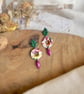 Autumn Fresh Abstract Marbled Hoop & Forest Green Leaf Polymer Clay Dangles - Image 10