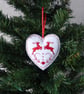 Christmas heart decoration, hanging decoration, reindeers, felt. - Image 2