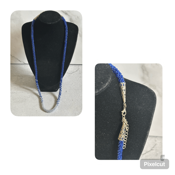 Long Kumihimo braided Beaded Necklace 
