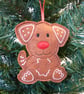 Gingerbread dog decoration, hanging decoration, felt. - Image 1