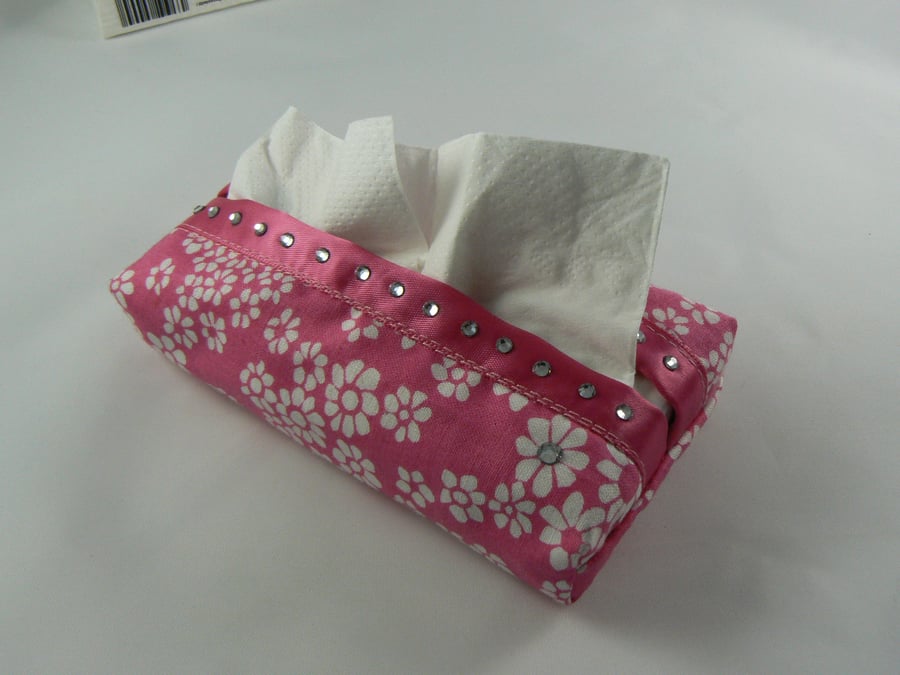 Tissue holder (for handbag) with Swarovski  crystals