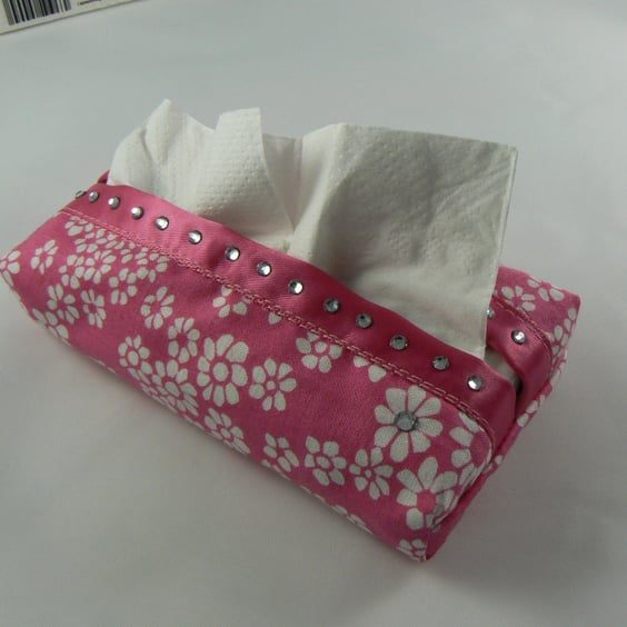 Tissue holder (for handbag) with Swarovski  crystals