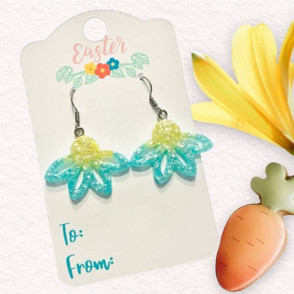 Spring flower earrings, handmade Easter jewellery 
