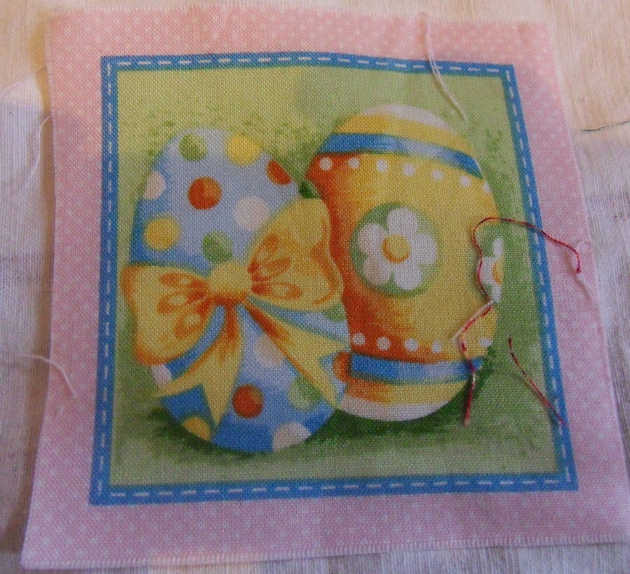 100% cotton fabric.  2 easter eggs  Sold separately, postage .62p for many (35)