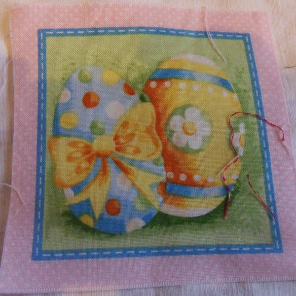 100% cotton fabric.  2 easter eggs  Sold separately, postage .62p for many (35)