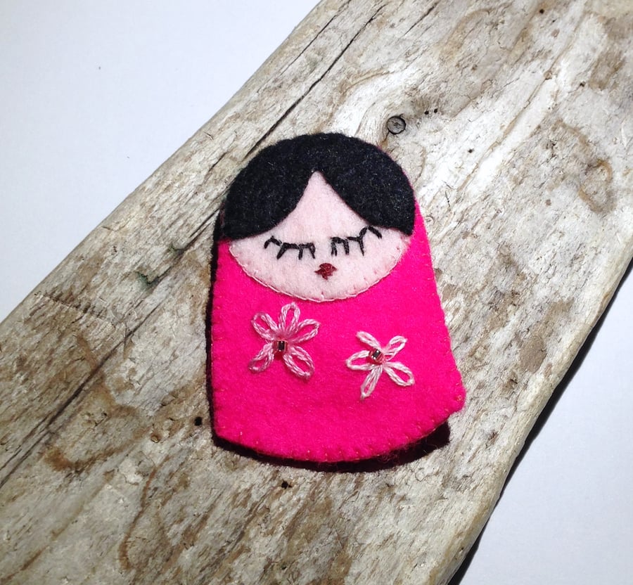 Russian Doll Felt Brooch - UK Free Post