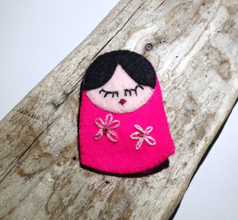 Russian Doll Felt Brooch - UK Free Post