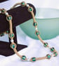 Long Gold and Green Captured Pearl Necklace - Image 5