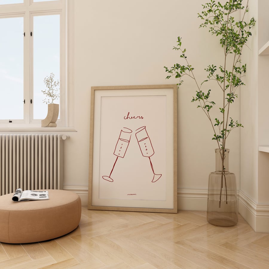 Cheers Print Poster, Vintage Food Print