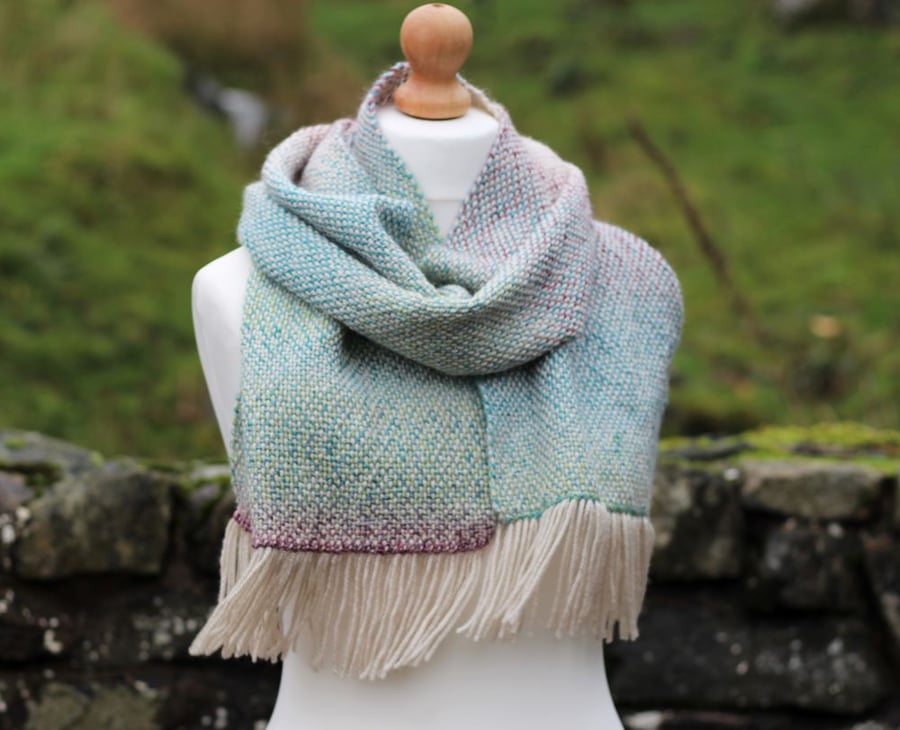 Multicoloured handwoven scarf