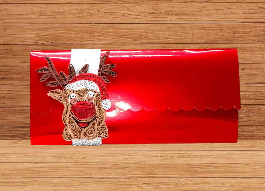 Quilled Rudolf Shiny Christmas Money wallet